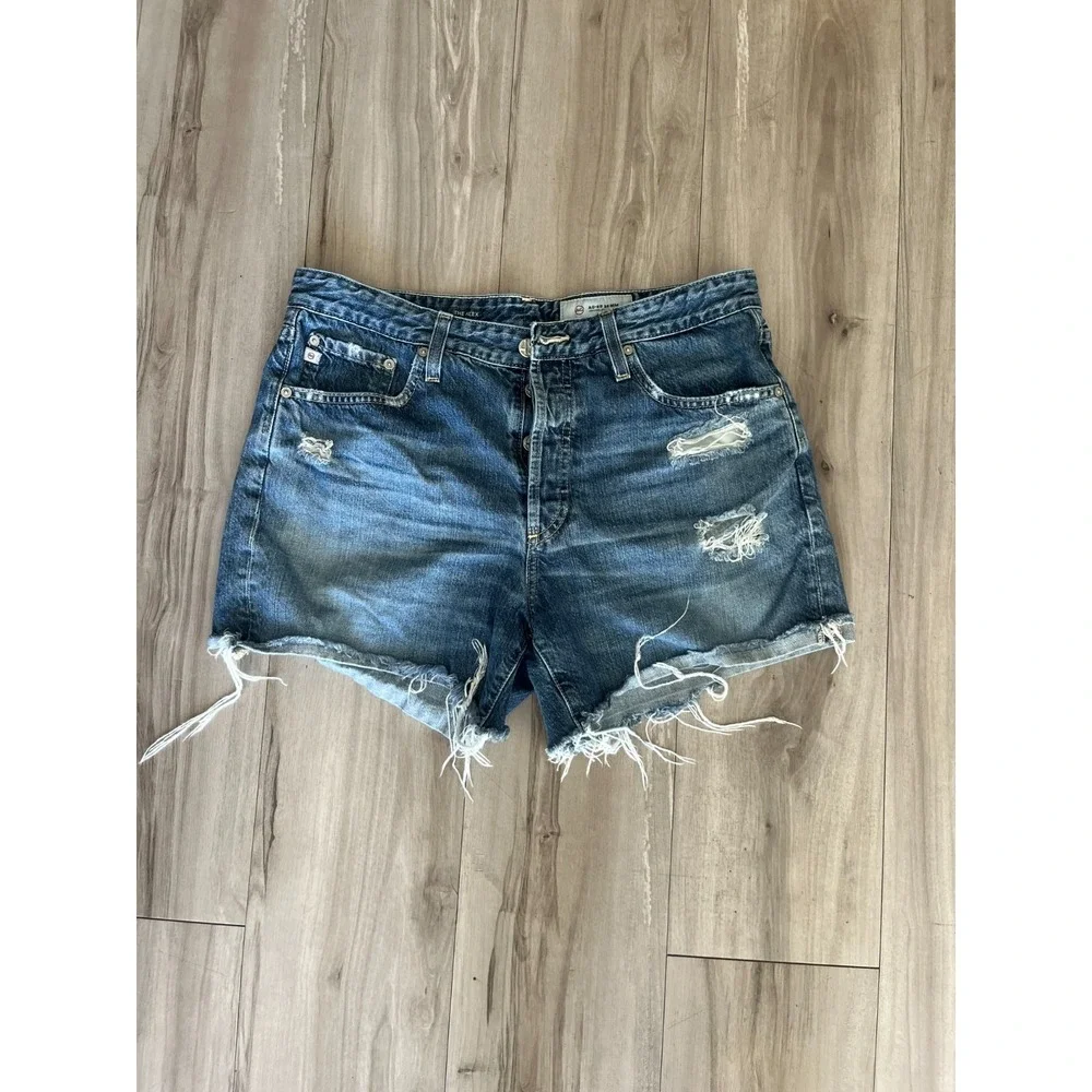 AG Adriano Goldschmied‎ The Alex Vintage Boyfriend Cut Off Shorts Womens 34 Blue